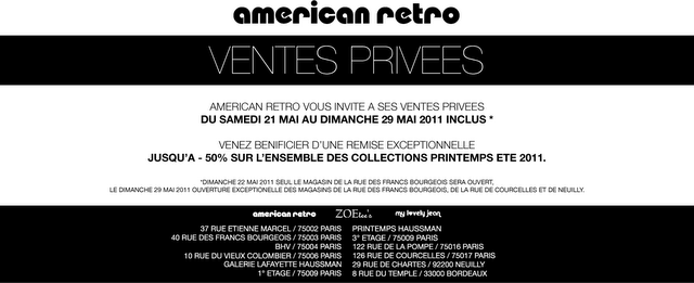 Ventes privées boutique American Retro !