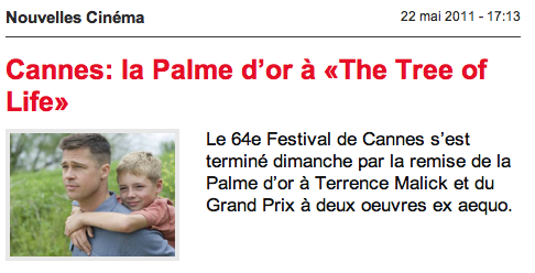 Palme d’Or de la personne qui a mentionné The Tree Of Life...