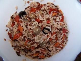 Salade de trio de riz, tomates séchées et champignons