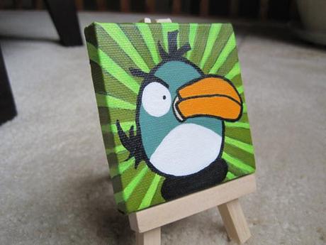 miniature green bird painting 85 Cool Angry Birds Merchandise You Can Buy