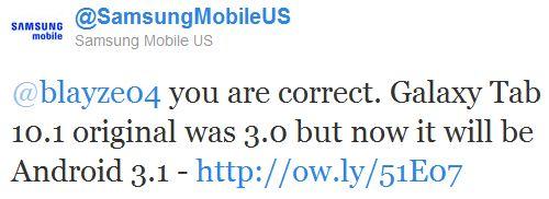 samsung twitter 31 Android 3.1 pour la Samsung Galaxy Tab 10.1