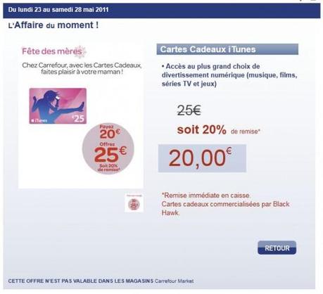 Cartes iTunes et iPod Nano en promotion chez Carrefour