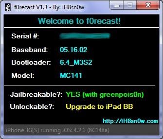 F0recast 1.3 : Votre iPhone peut il être jailbreaké et/ou desimlocké ?