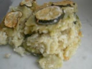 Gratin de courgettes, riz, ravioles