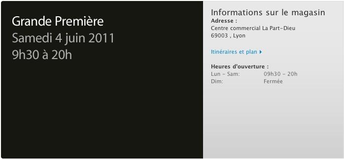 l'Apple Store de Lyon sera inauguré ce Samedi 4 Juin 2011