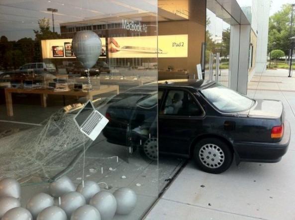 ninja car crash Un Ninja dévalise un Apple Store