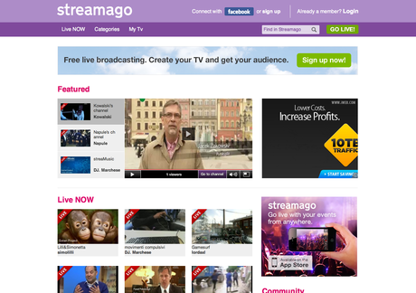 homepage Streamago du partage de vidéos en direct...