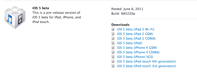 Màj : iOS 5 bêta 1 disponible au téléchargement