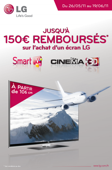Offre de remboursement jusqu'à 150€ sur les gammes TV Cinema 3D