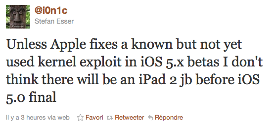 Des nouvelles du jailbreak de l’iPad 2 et de l’iOS 5