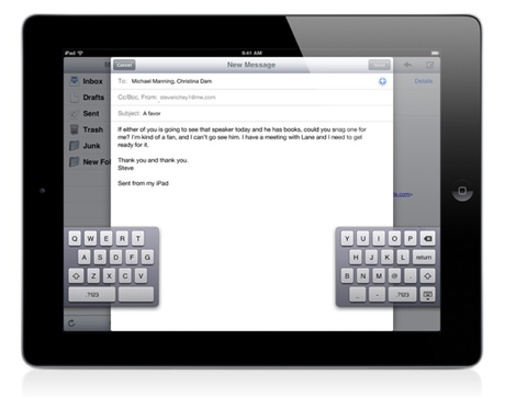 iOS 5 apporte enfin un clavier scindé à l’IPAD