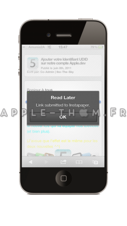 Read Later Action v0.1-1 : afficher du contenu web au service Isntapaper à lire à un moment ultérieur.