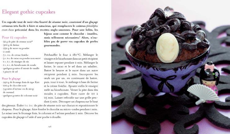 Elegant gothic cupcake recette du livre cuisine kawaï