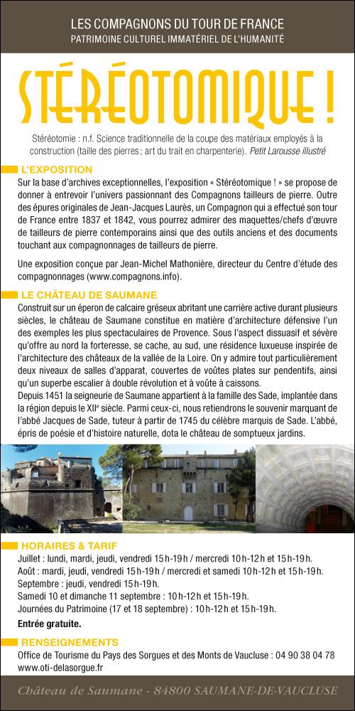 Exposition « Stéréotomique ! » au château de Saumane-de-Vaucluse, du 18 juillet au 18 septembre 2011