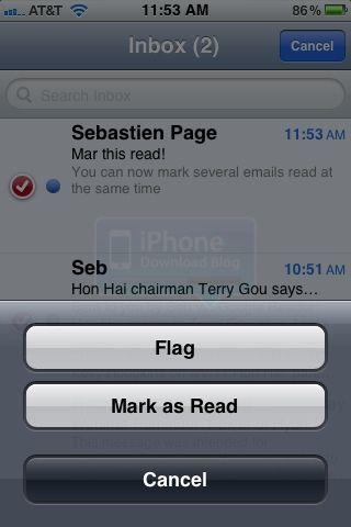 iOs 5: Possibilité de marquer plusieurs mails comme lus