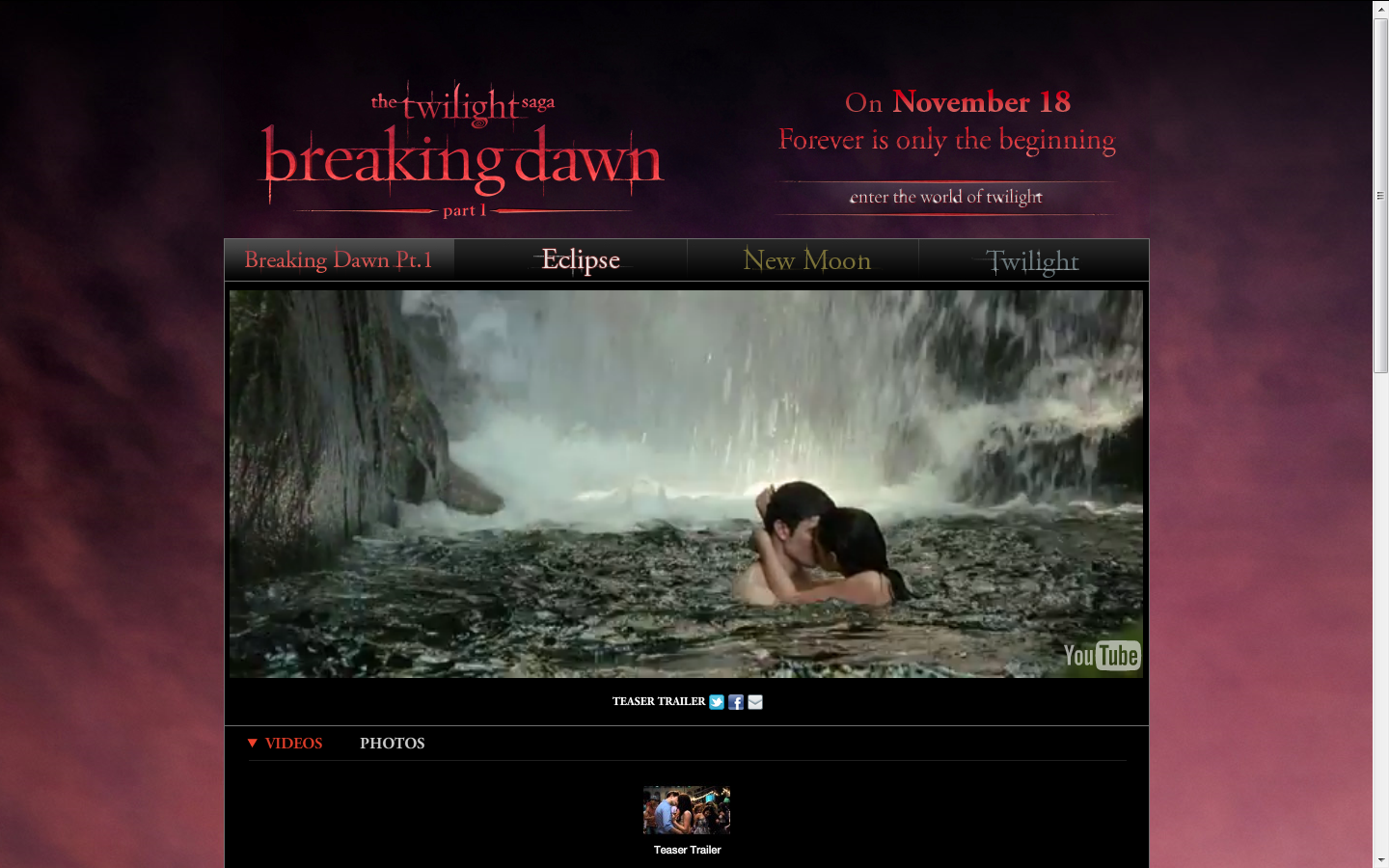 Mise à jour du site officiel de Breaking Dawn (part 1)