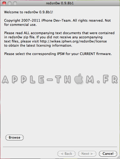 TUTO Mac : Jailbreak iOS 5 B1 de Façon Tethered Grace à Redsnow 0.9.8b1