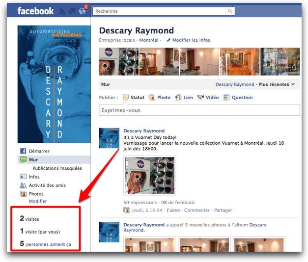 page facebook lieu 1 Facebook crée la vitrine numérique des entreprises locale 