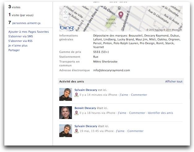 page facebook lieu 3 Facebook crée la vitrine numérique des entreprises locale 