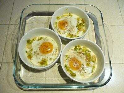 Œuf cocotte à la fondue de poireaux