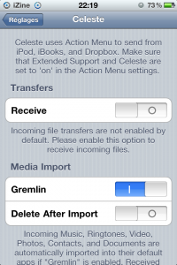 Celeste: transfert de fichiers Bluetooth pour iOS4 MàJ