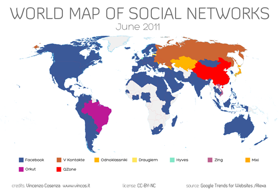 Carte mondiale des réseaux sociaux
