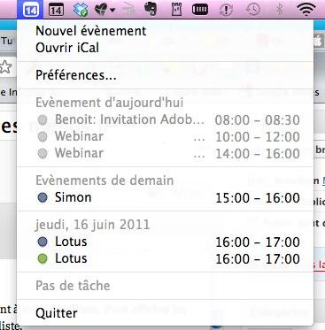 quickcal 1 QuickCal: accédez à iCal ou Google Agenda depuis la barre des menus [Mac]