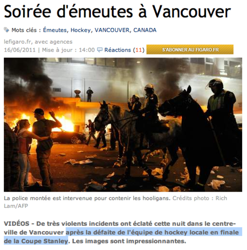 Photos des émeutes
Bien sûr, cela me semble tout à fait légitime...