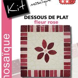 Mosaique Dessous de plat fleur rose