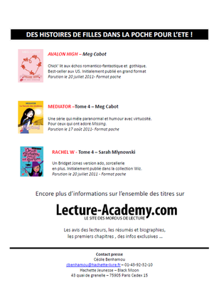 Les parutions littérature Hachette et Black Moon | Juin - Novembre 2011