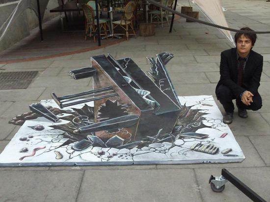 Lancement d'album de Jamie Cullum peinture de la rue 3D