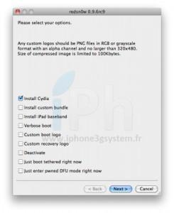Le jailbreak 4.3.3 avec redsnow