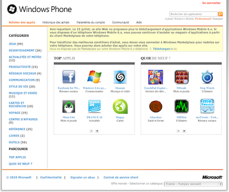 Windows Mobile 6 : fermeture du MarketPlace le 15 juillet et du service My Phone le 6 Octobre