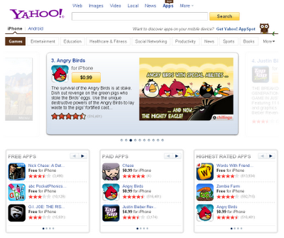 Yahoo! lance un moteur de recherche pour app iPhone