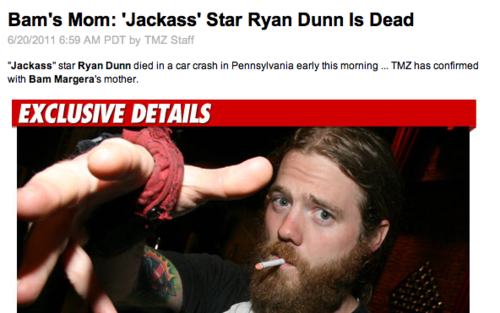 “Quelques heures avant le drame, Ryan Dunn avait posté sur...