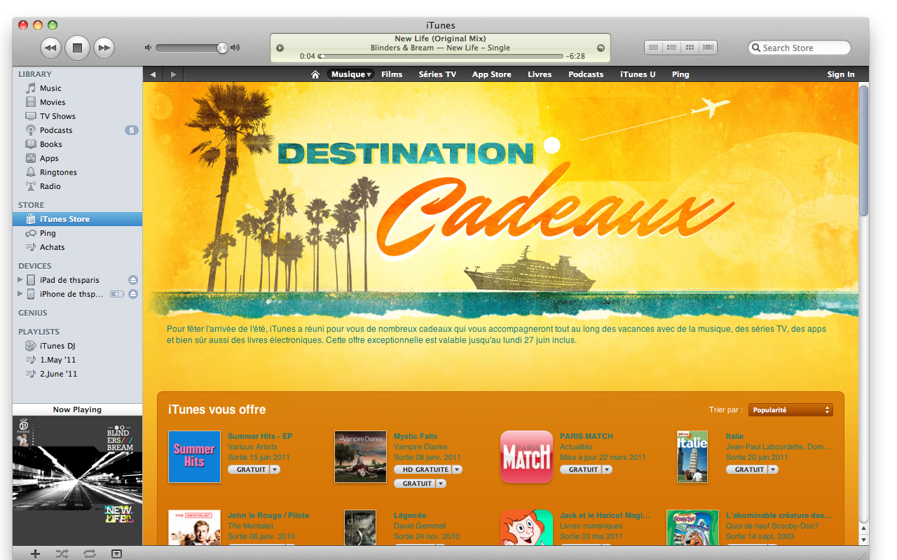 iTunes : Apple offre du contenu pour l’été