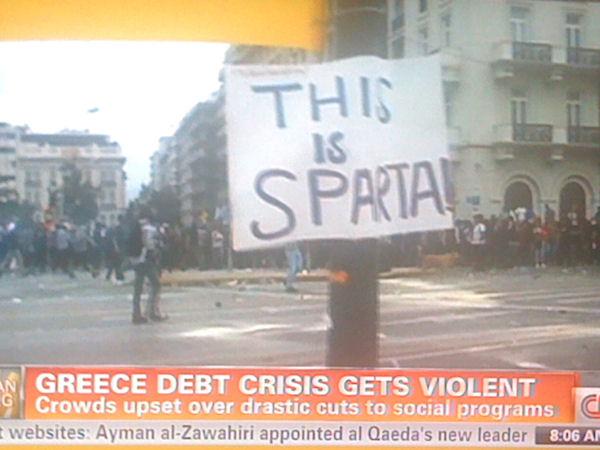 photo humour insolite manifestation grèce this is sparta