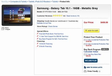 La Galaxy Tab 10.1 et quelques accessoires sont réellement disponibles aux US