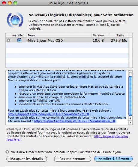 [Mac] Une Nouvelle Mise à jour Mac Osx disponible: 10.6.8