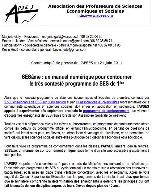 Quand le public est capable de contourner les manuels et le programme (SES), le privé lui, semble en panne (SVT)….