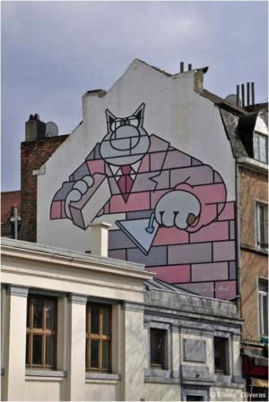 Peinture murale sur un immeuble de Bruxelles