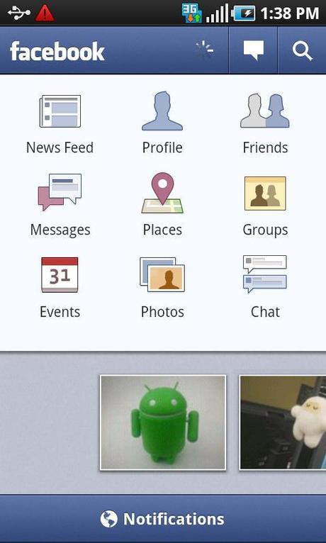 Facebook passe à la version 1.6 sous Android