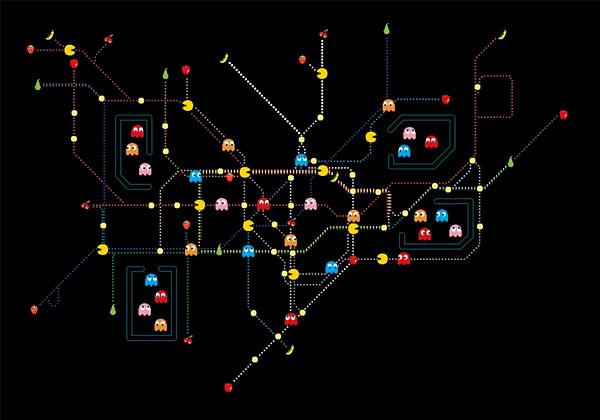 pac man tube map 1 Le plan du métro londonien façon Pac man