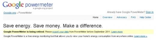 Google - PowerMeter - fin du service