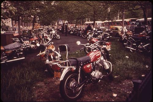 Motorcycle Parking near Battery Park in Lower Manhattan These Machines Belong to People Who Work in Downtown Offices 05/1973