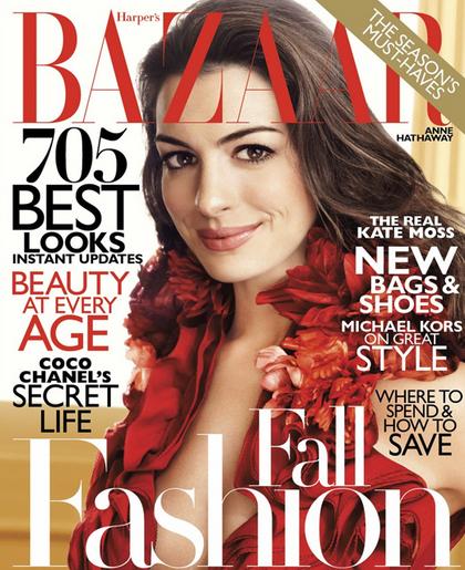Anne Hathaway fait la couverture du Harper’s Bazaar, Août 2011