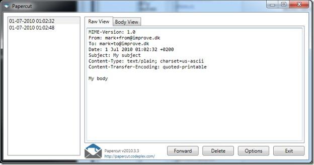papercut1 thumb Papercut : un serveur SMTP pour vos tests