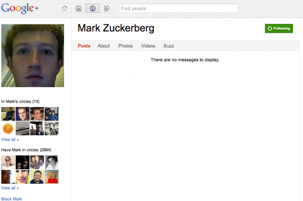 mark zuckerberg google plus Mark Zuckerberg est sur... Google+ !