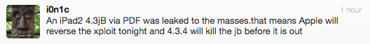 iOS 4.3.4 à venir pour bloquer la faille JailbreakMe 3.0 ?
