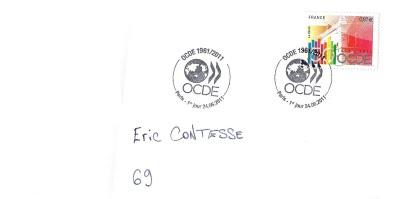 Train, Varengeville et OCDE sur timbres de France